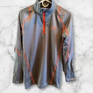 UNDER ARMOUR EUC MENS GRAY ORANGE SHIRT TOP TOPS ATHLETIC ACTIVE SIZE SM SMALL